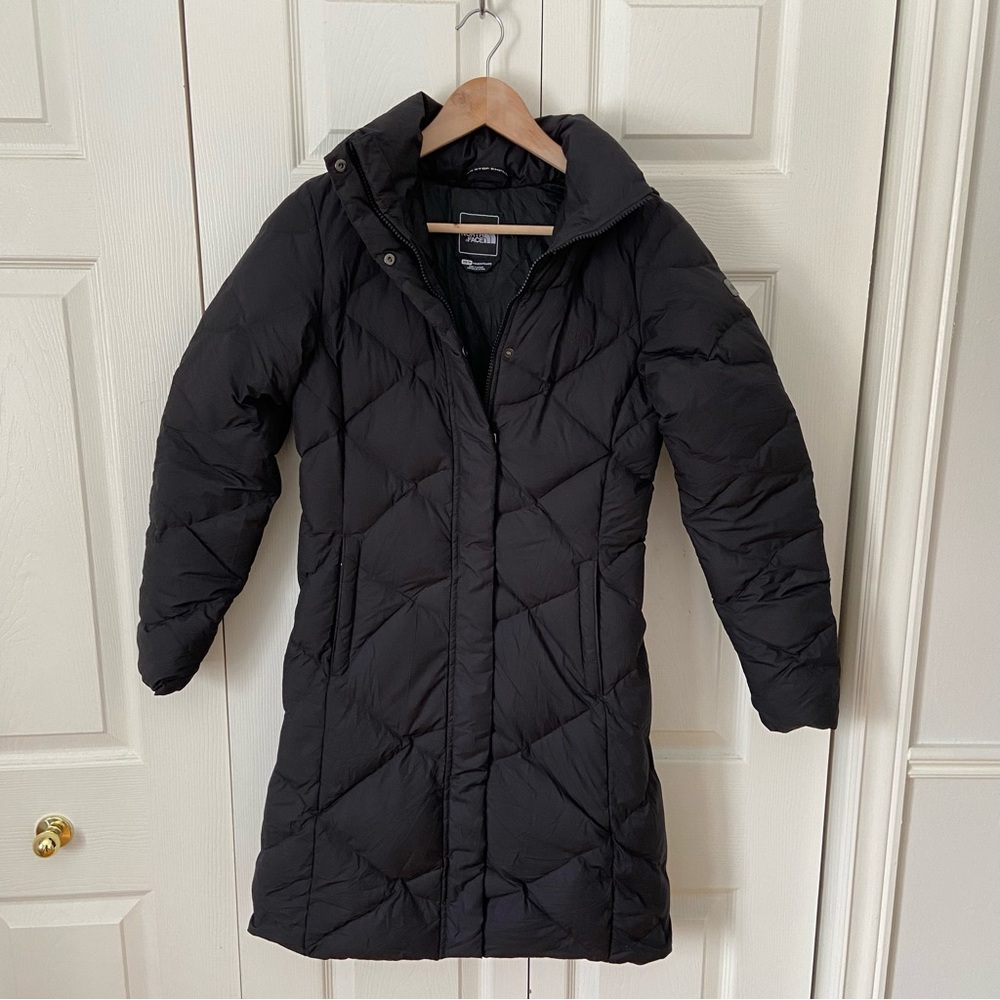 The North Face Women’s 600 Down Filled Long Black Parka Winter Coat Hood XS - Picture 2 of 9